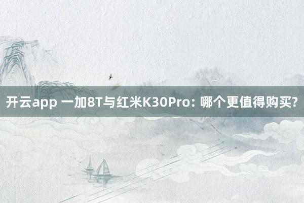 开云app 一加8T与红米K30Pro: 哪个更值得购买?