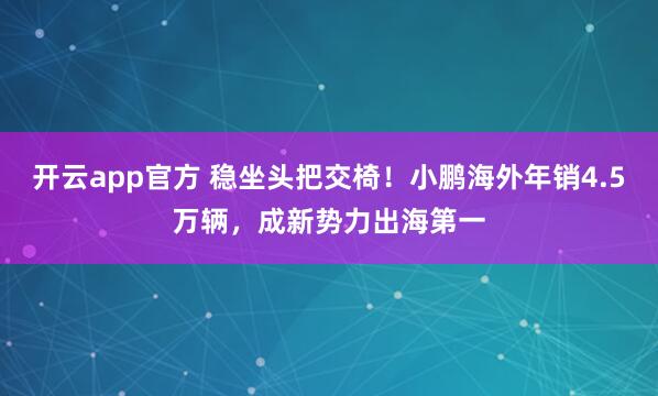 开云app官方 稳坐头把交椅!小鹏海外年销4.5万辆,成新势力出海第一
