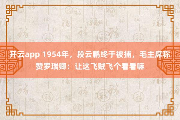 开云app 1954年，段云鹏终于被捕，毛主席称赞罗瑞卿：让这飞贼飞个看看嘛