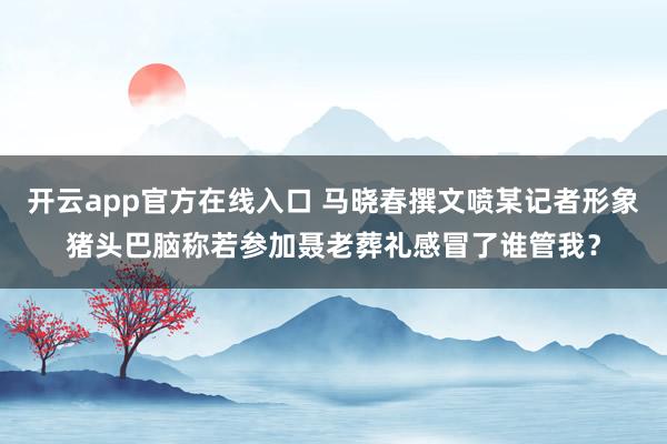 开云app官方在线入口 马晓春撰文喷某记者形象猪头巴脑称若参加聂老葬礼感冒了谁管我？