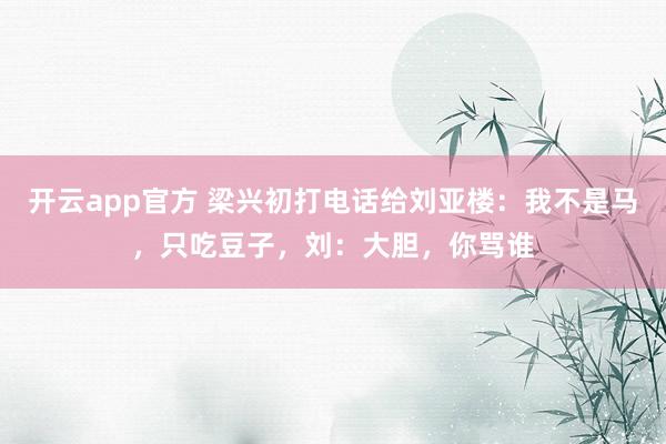 开云app官方 梁兴初打电话给刘亚楼:我不是马,只吃豆子,刘:大胆,你骂谁