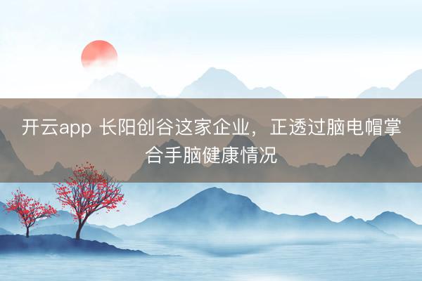 开云app 长阳创谷这家企业,正透过脑电帽掌合手脑健康情况
