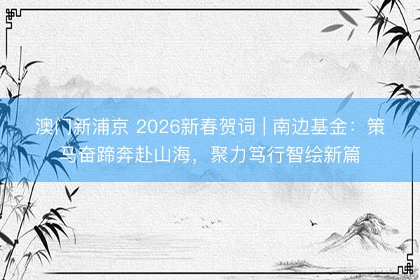 澳门新浦京 2026新春贺词 | 南边基金：策马奋蹄奔赴山海，聚力笃行智绘新篇