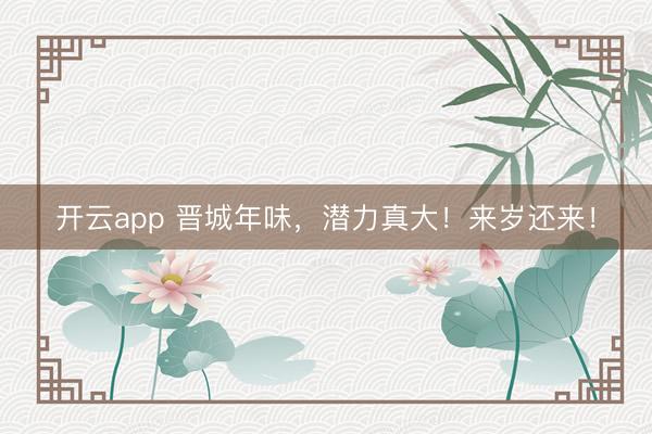 开云app 晋城年味，潜力真大！来岁还来！